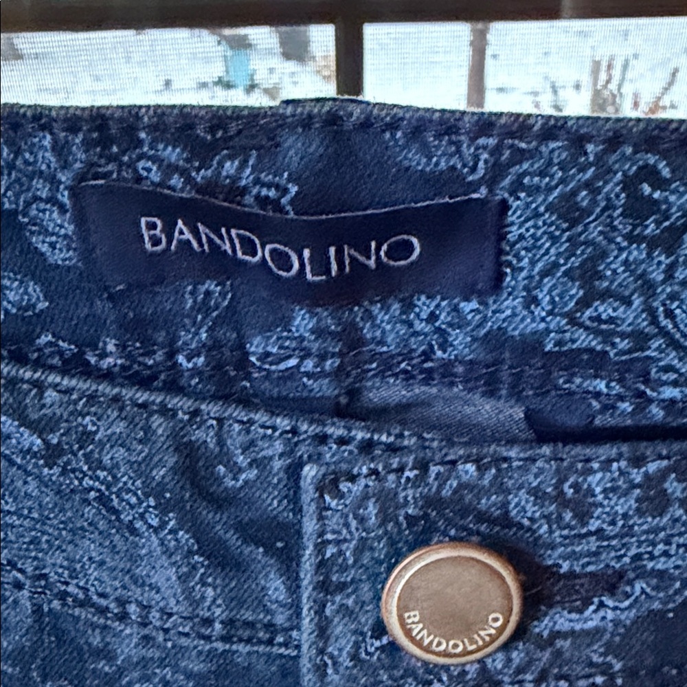 Bandolino Lisbeth Curvy Skinny Crop Jeans Blue Paisley Floral Acid Wash Size 6 - Picture 6 of 14